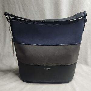 David Jones Women's Elegant Navy and Gray Shoulder Bag